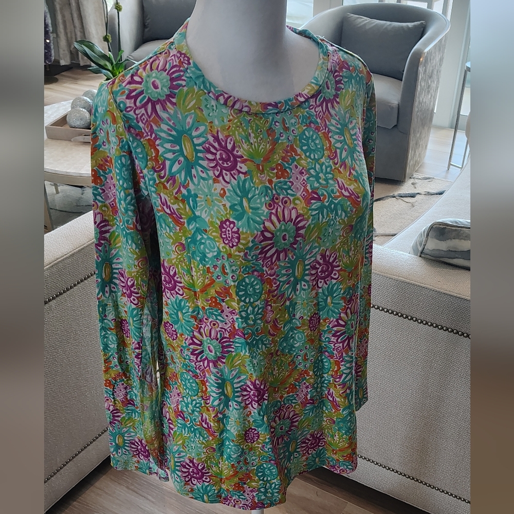 IBKUL Women's Long Sleeve Top - Multicolor Floral - Picture 8 of 12